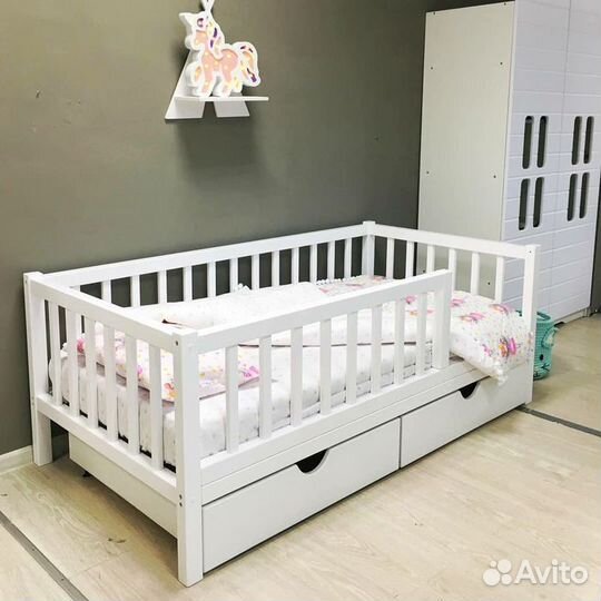 Кроватка детская берёза с бортиком сингл