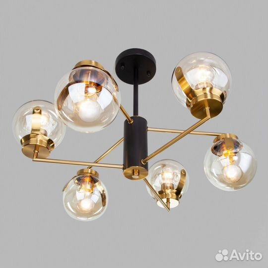 Люстра металл и стекло в спальню современная