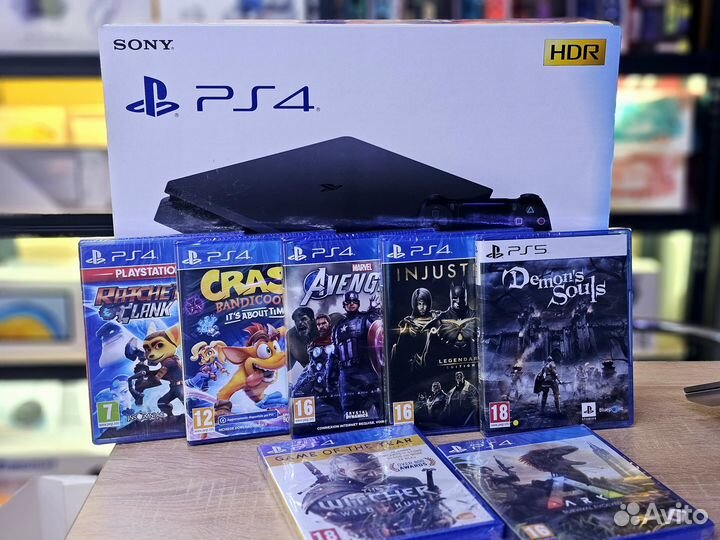Новая Sony Playstation 4 Slim, 1 тб, 2 джойстика