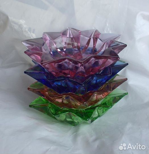 Старинная пепельница звезда цветного стекла и друг