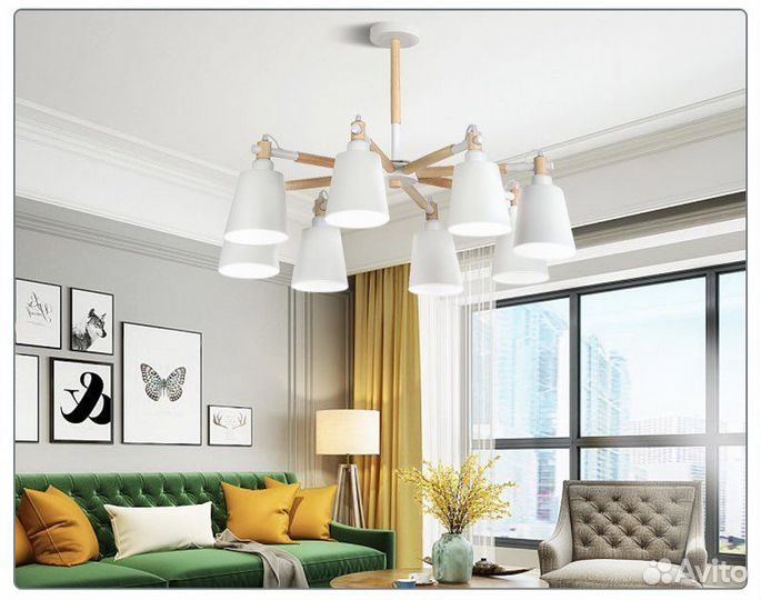 Люстра в скандинавском стиле, 3, 6, 8 плафонов