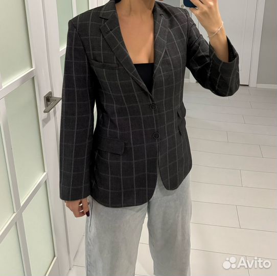 Пиджак серый с мужского плеча оверсайз