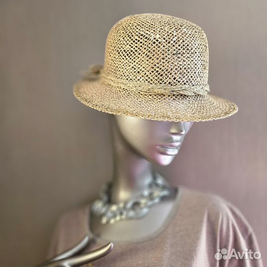 Шляпа соломенная дизайнерская с золочением, Италия