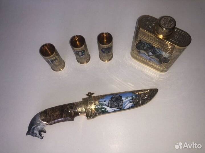 Набор охотника фляга стопки нож