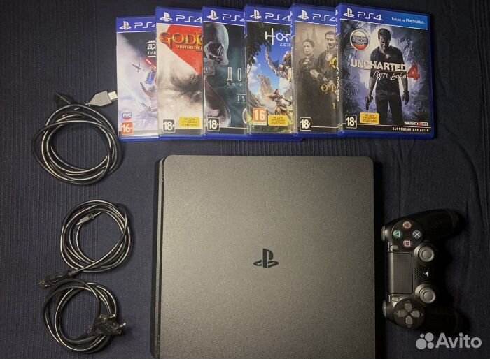 Sony PS4 slim +6 дисков с играми