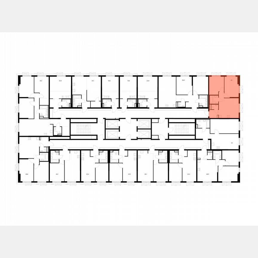 2-к. квартира, 46 м², 18/22 эт.