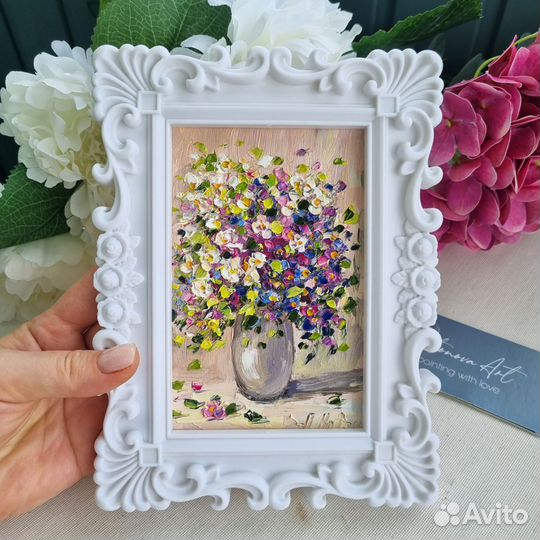 Картина маслом цветы натюрморт с цветами