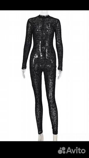 Женский комбинезон слитный на замке леопард