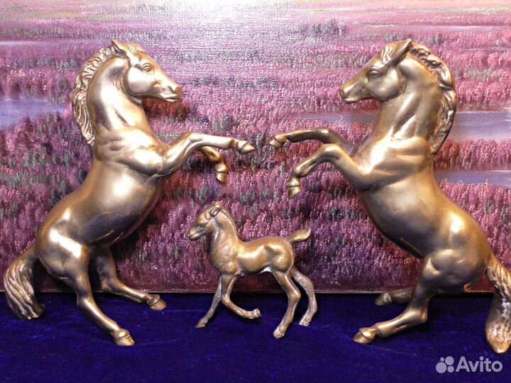 Лошади на дыбах.Статуэтка.Латунь.Конь.Декор