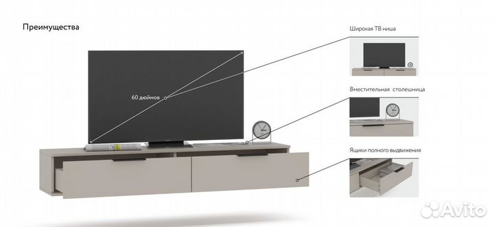 Подвесная тумба под тв новая