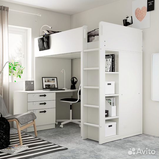 Кровать-чердак IKEA smstad смостад 895.201.58