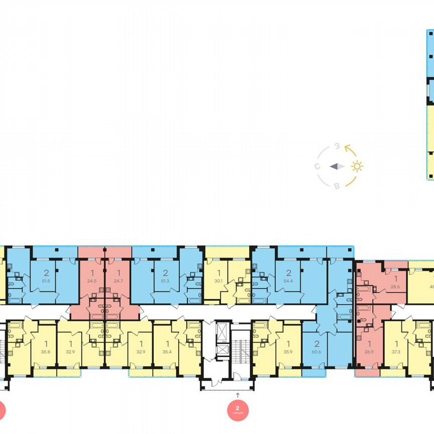 2-к. квартира, 60 м², 2/15 эт.