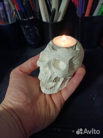Подсвечник для чайной свечи череп