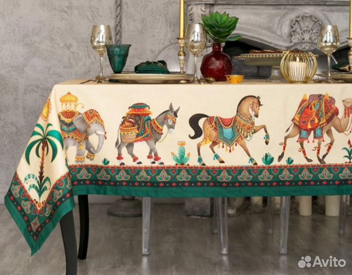 Скатерть хлопковая 149*180см Цветы