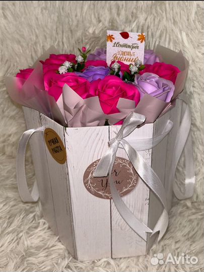 Из мыла, цветы, подарки, розы, зайцы