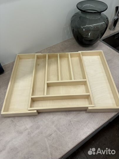 Лоток раздвижной деревянный для столовых приборов