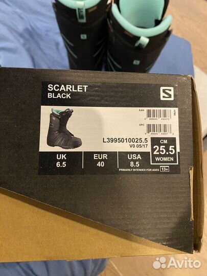 Сноубордические ботинки salomon scarlet 38,5-39p