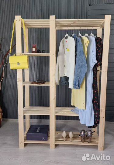 Стеллаж вешалка напольная полка