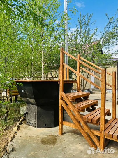 Сибирский банный чан на дровах