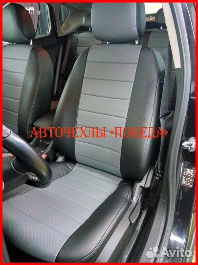 Чехлы Opel Astra J из экокожи чёрно-серые Классика