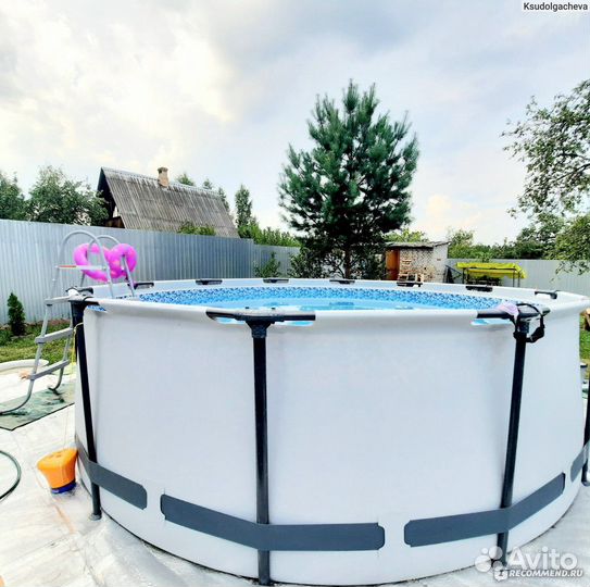 Каркасный бассейн 366 на 122 серый