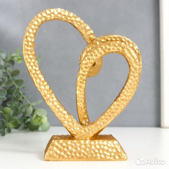 Сувенир полистоун 'Два сердца в одном' золото 20,5