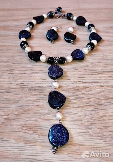 Авантюрин колье + серьги