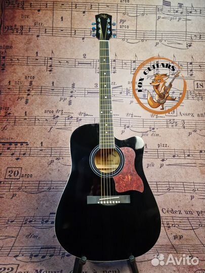 Акустическая гитара дредноут чёрная + чехол