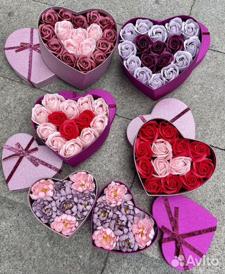 Сердечки из мыльных цвeтoв. Букеты мыльных роз