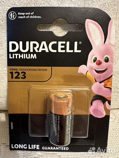 Батарейки duracell lithium CR123 литиевый элемент