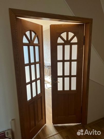 Дверь двойная из массива дуба светлого
