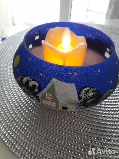 Подсвечники из стекла с росписью