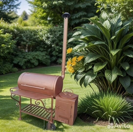 Мангал, гриль-барбекю,коптильня, с печью под казан