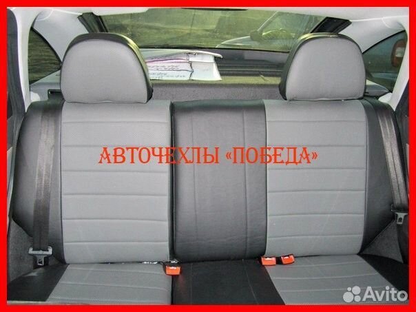 Чехлы LADA Priora из экокожи чёрно-серые Классика