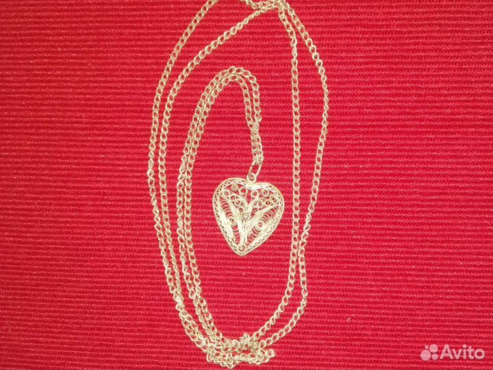 Кулон Сердечко на цепочке 70 см