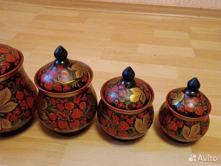 Набор банок для сыпучих продуктов Хохлома