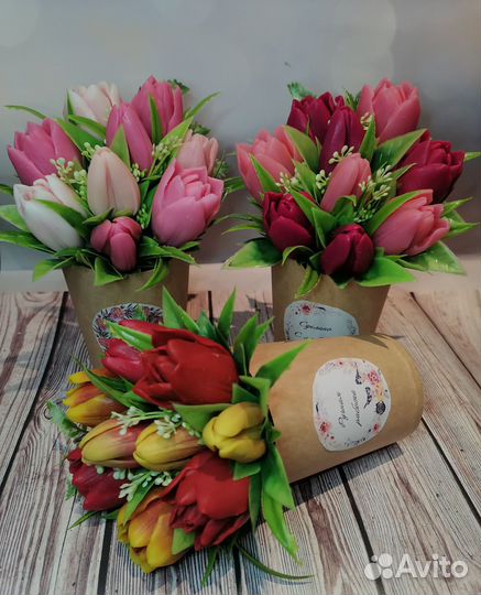 Букет из мыла тюльпаны