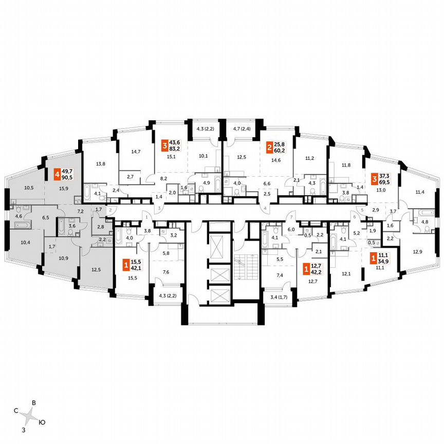 3-к. квартира, 90,5 м², 15/31 эт.