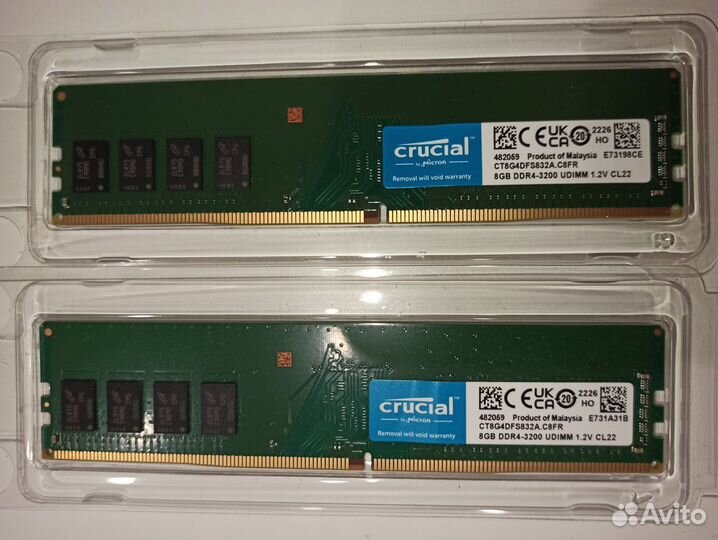 Оперативная память DDR4 Crucial 16Гб (8х2) 3200