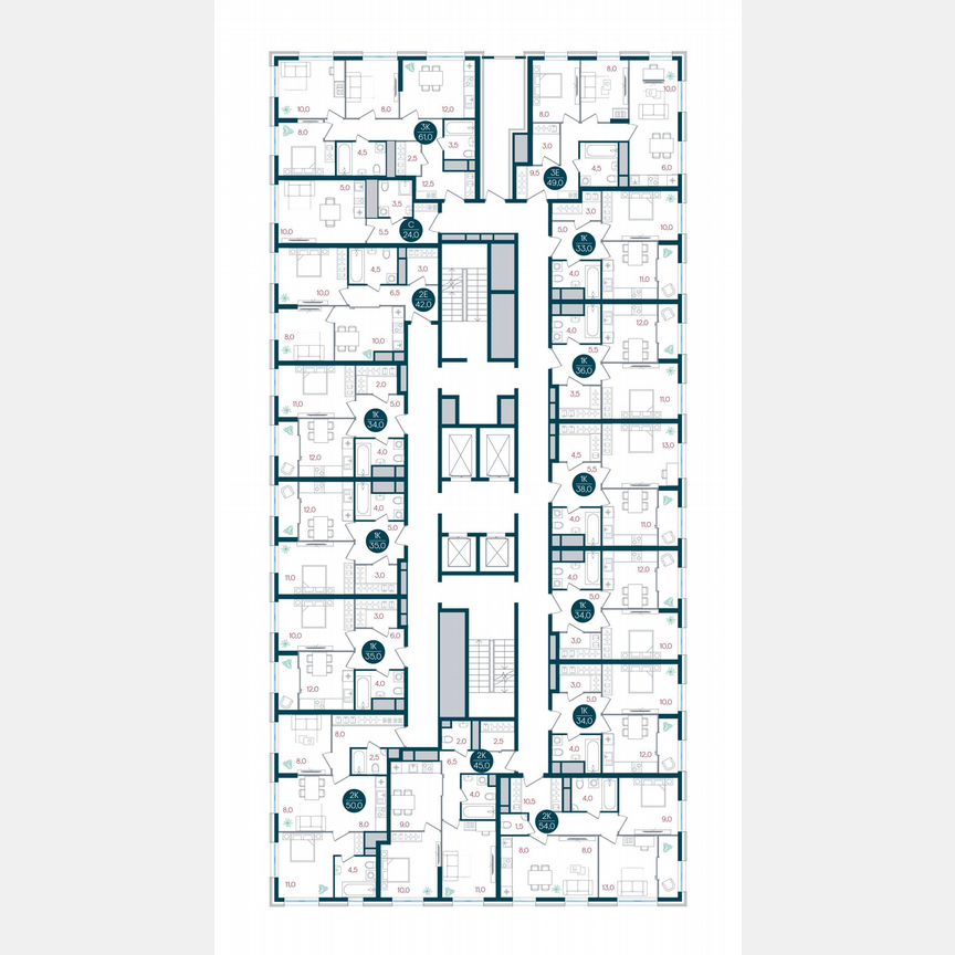1-к. квартира, 34 м², 24/32 эт.