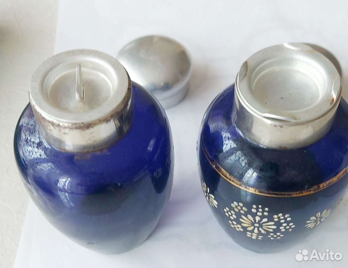 Чайница стекло кобальтовая