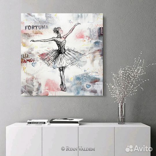 Картина, Изящная Балерина, 80х80см, Балет