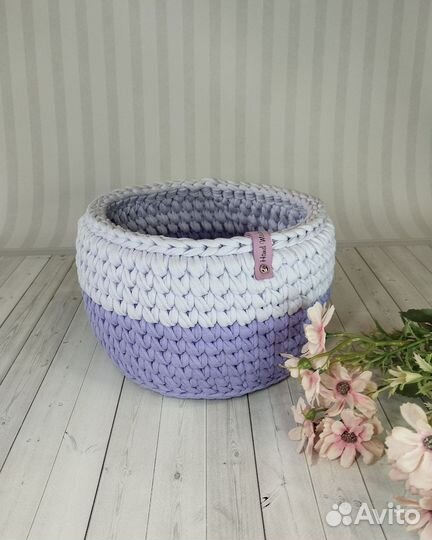 Вязаные корзинки ручной работы