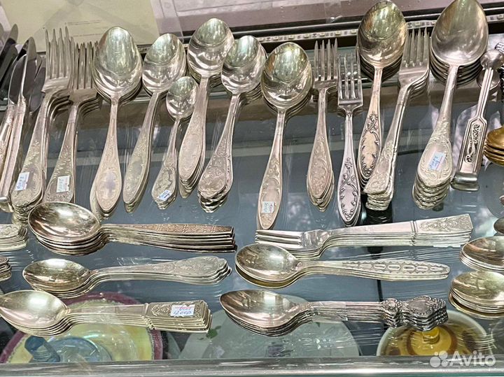 Столовые мельхиоровые приборы с посеребрением