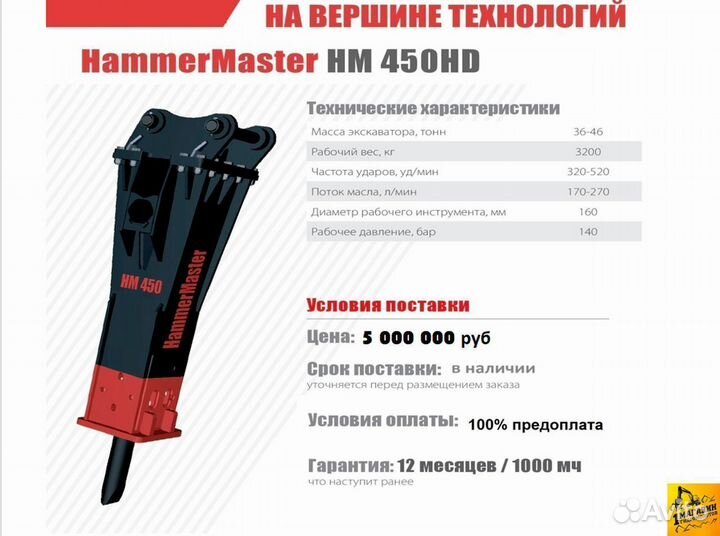 Молот на экскаватор Hammer HB 604