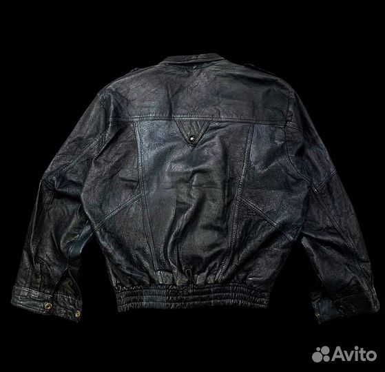 Бомбер кожаный винтаж кожанка куртка 90 y2k