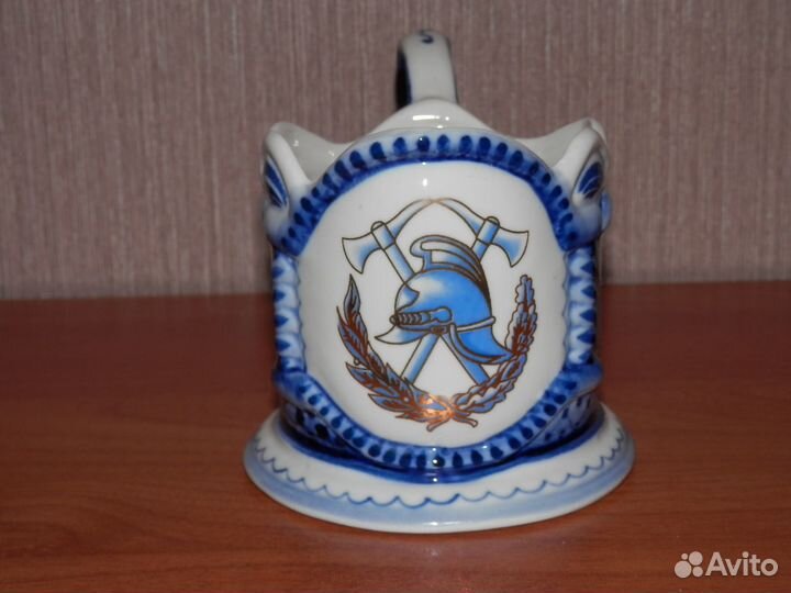 Уникальный авторский подстаканник. Фарфор Гжель