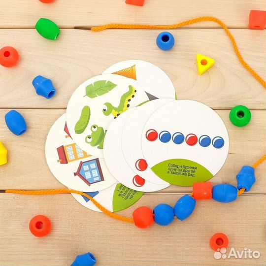 Zabiaka Шнуровка с карточками, 60 шт+16 развивающи