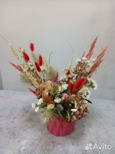 Сухоцветы в кашпо / букет / декор / подарок