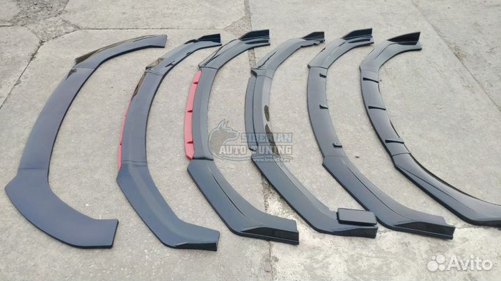 Сплиттер передний сборный черный глянец